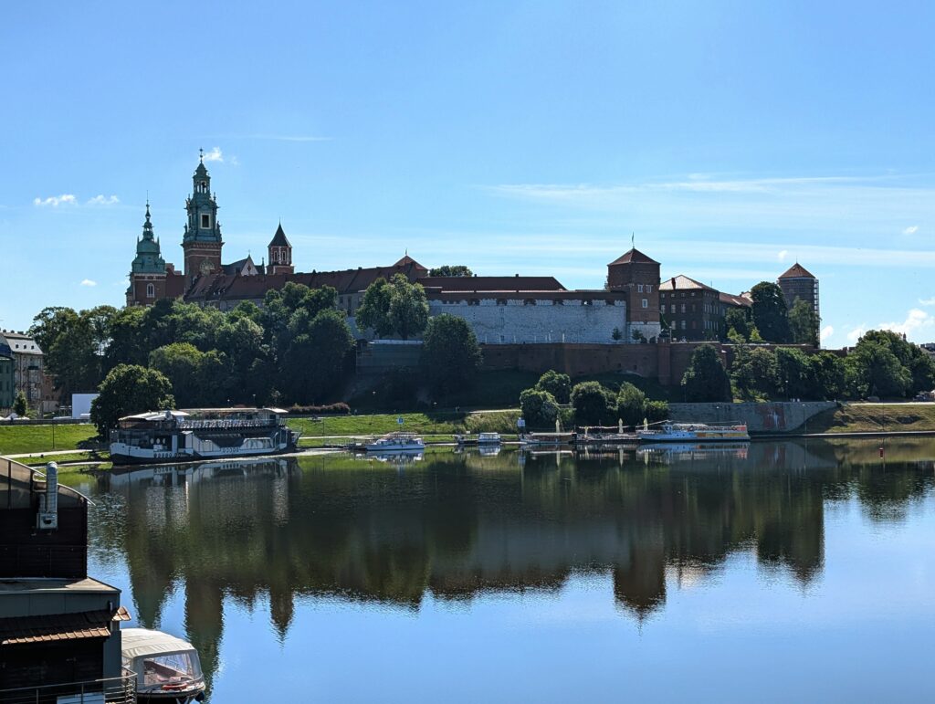 A view of Wawel Castle above the Vistula River