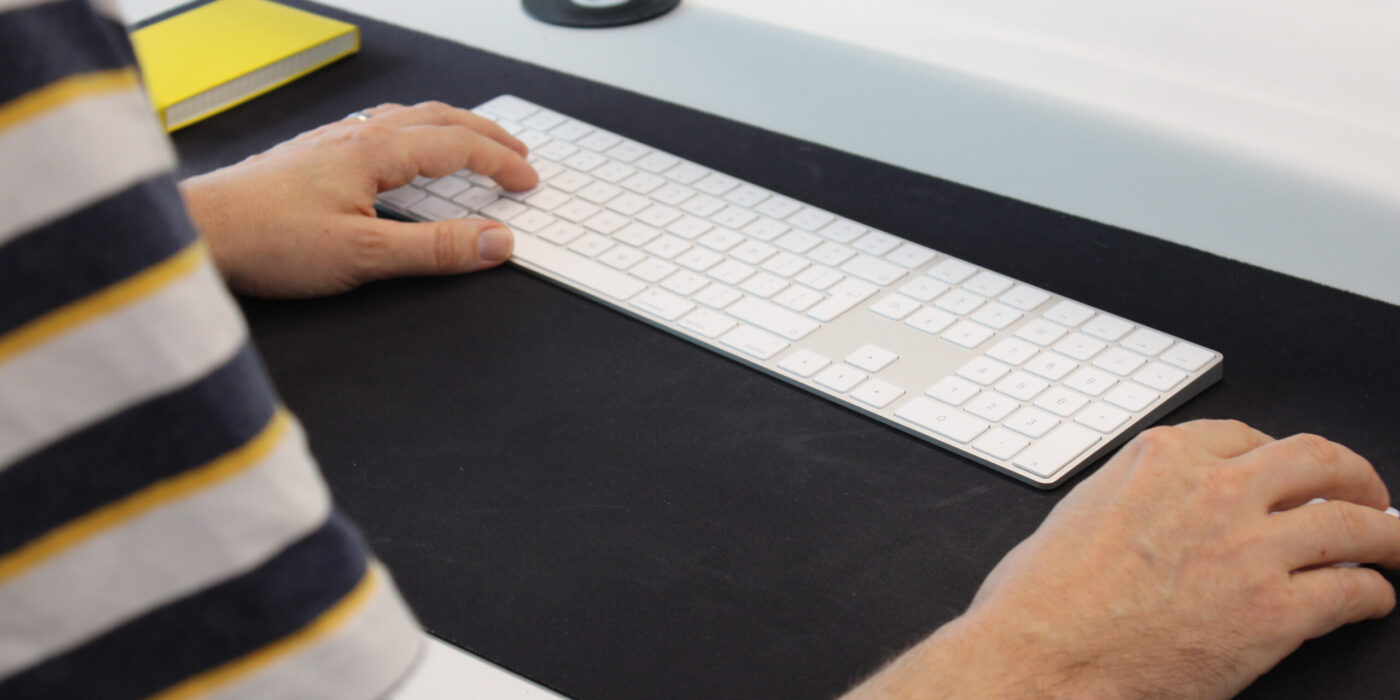 man using keyboard