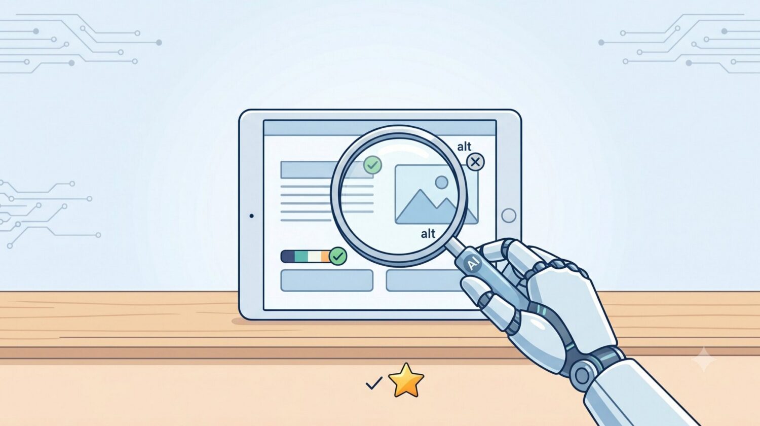 Illustration showing artificial intelligence supporting digital accessibility