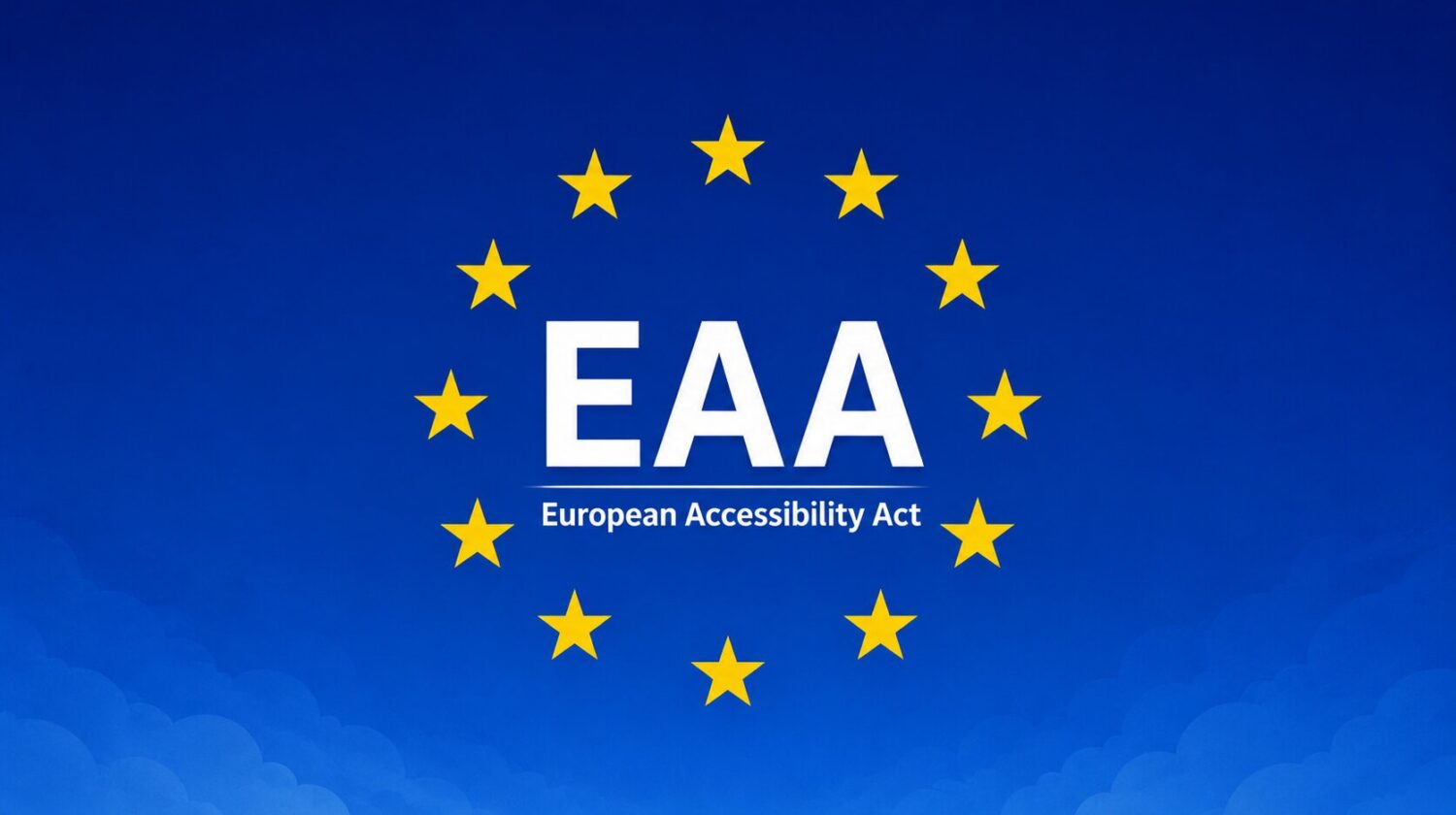 European Accessibility Act (EAA) illustration featuring the EU flag