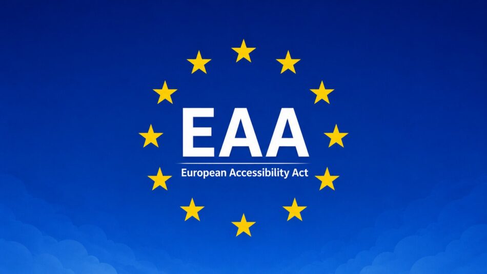 European Accessibility Act (EAA) illustration featuring the EU flag